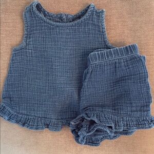 GAP Blue Tank and Shorts Set with Ruffled Trim